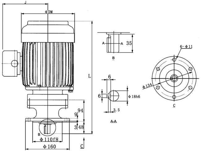 TVM-808擺線針輪減速機(jī)外形及安裝尺寸